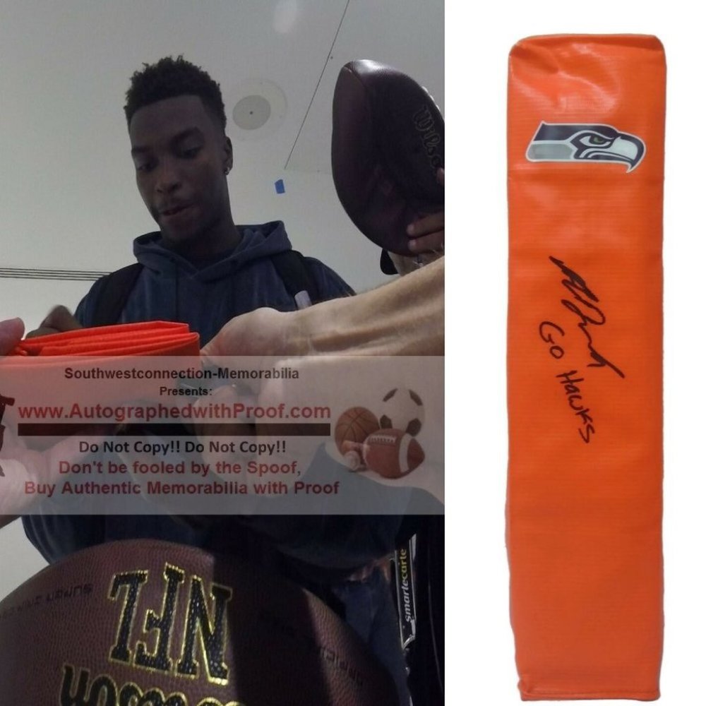 Amara Darboh Seahawks Signed Football Pylon Proof